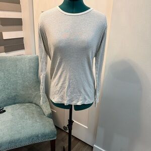 GAP Gray and White Striped Long Sleeve Tee